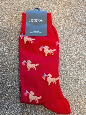 NWT J. Crew Dog w/Flag Socks